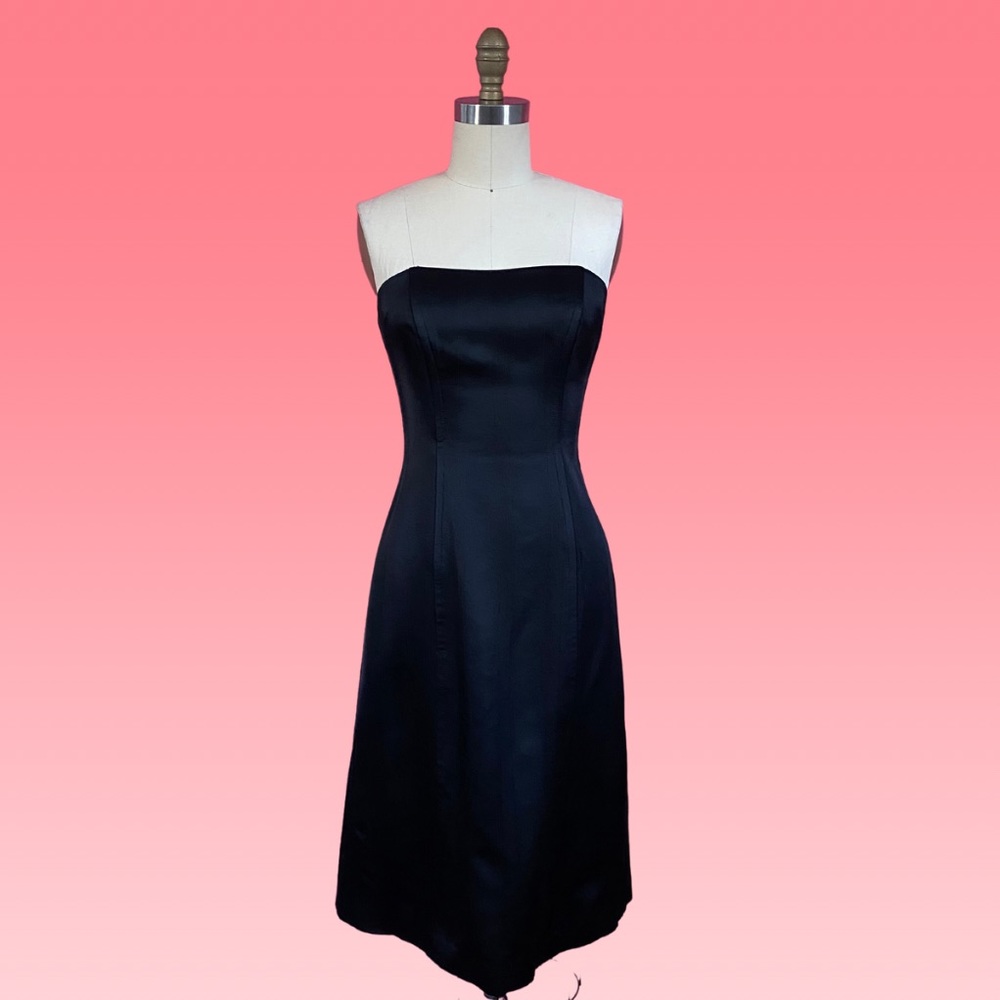 Vintage Y2K Goth Glam Made in ITALY Satin Brocade Pin Stripe Strapless Dress 4